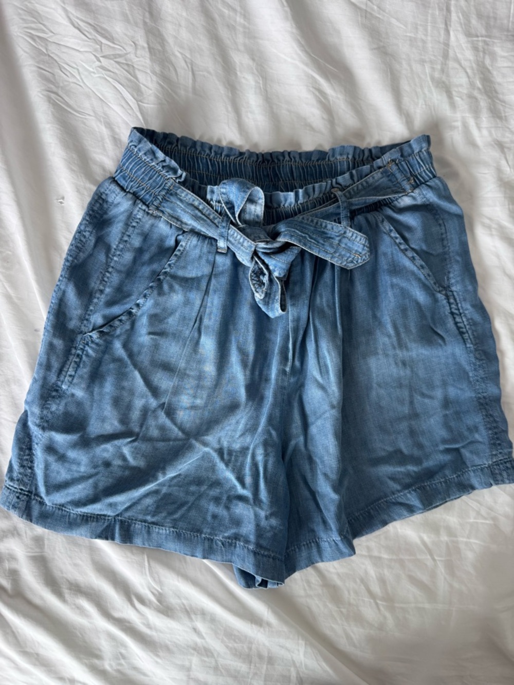 Knox Rose Light Blue High-Waist Tie-Belt Shorts